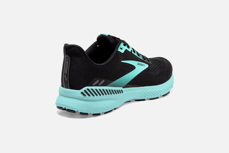 Launch GTS 8 Road Brooks Running Shoes NZ Womens - Black/Blue - GFARXV-409